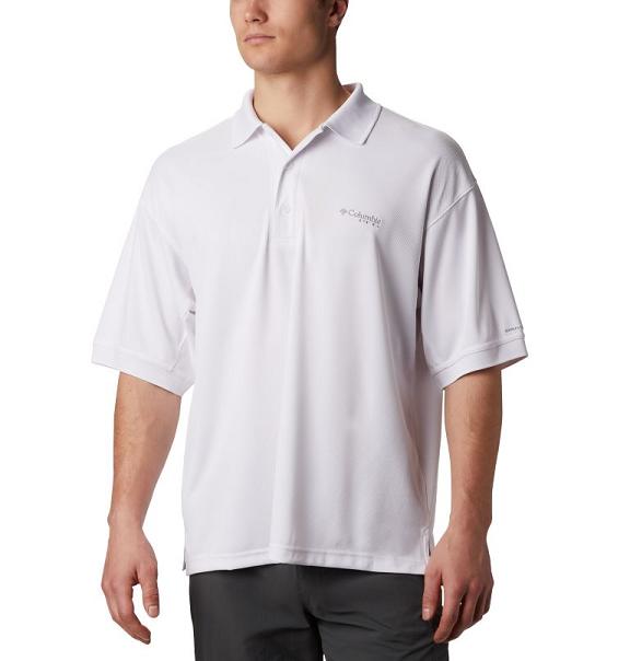 Columbia PFG Perfect Cast Polo White For Men's NZ96701 New Zealand